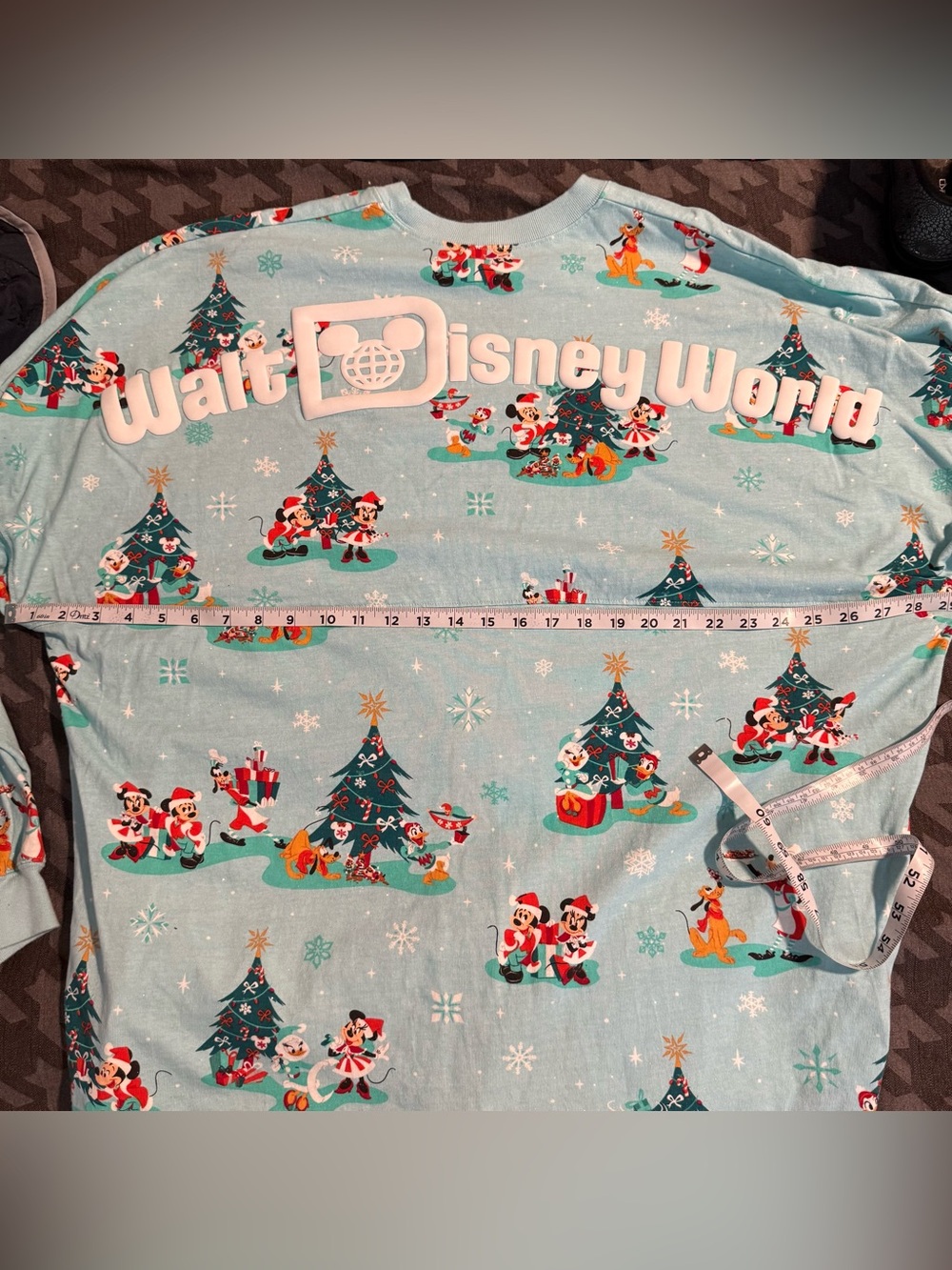 Disney Parks Santa Mickey Mouse & Friends Holiday Spirit Jersey Blue Glitter XXL